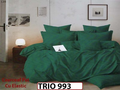 Lenjerie din damasc finetat  6 piese cearceaf cu elastic - TRIO993 Lenjerie din damasc finetat  6 piese cearceaf cu elastic - TRIO993