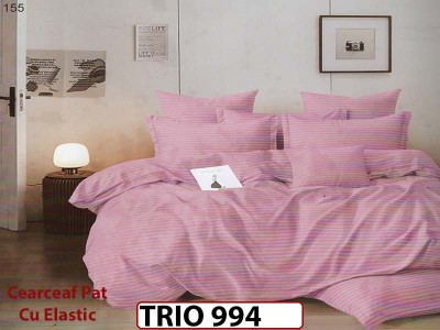 Lenjerie din damasc finetat  6 piese cearceaf cu elastic - TRIO994 Lenjerie din damasc finetat  6 piese cearceaf cu elastic - TRIO994
