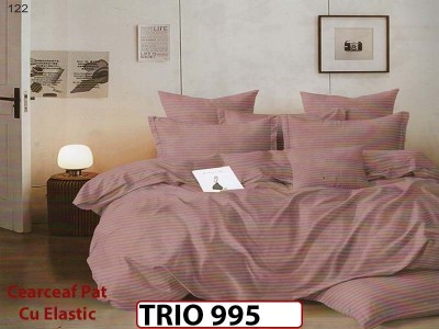 Lenjerie din damasc finetat  6 piese cearceaf cu elastic - TRIO995 Lenjerie din damasc finetat  6 piese cearceaf cu elastic - TRIO995