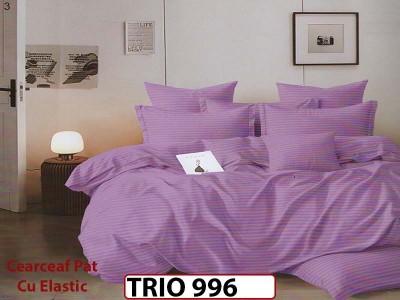 Lenjerie din damasc finetat  6 piese cearceaf cu elastic - TRIO996 Lenjerie din damasc finetat  6 piese cearceaf cu elastic - TRIO996