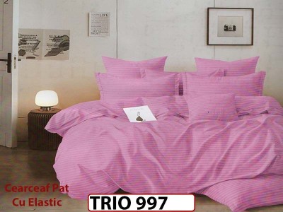 Lenjerie din damasc finetat  6 piese cearceaf cu elastic - TRIO997 Lenjerie din damasc finetat  6 piese cearceaf cu elastic - TRIO997