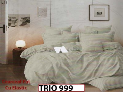 Lenjerie din damasc finetat  6 piese cearceaf cu elastic - TRIO999 Lenjerie din damasc finetat  6 piese cearceaf cu elastic - TRIO999