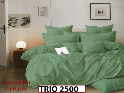 Lenjerie din damasc finetat  6 piese cearceaf cu elastic - TRIO 2500 Lenjerie din damasc finetat  6 piese cearceaf cu elastic - TRIO 2500