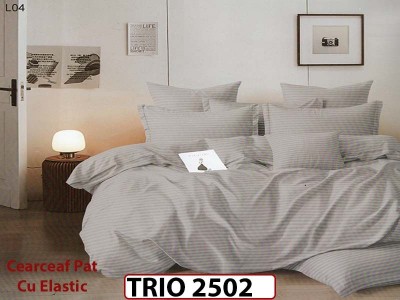 Lenjerie din damasc finetat  6 piese cearceaf cu elastic - TRIO 2502 Lenjerie din damasc finetat  6 piese cearceaf cu elastic - TRIO 2502