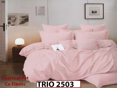 Lenjerie din damasc finetat  6 piese cearceaf cu elastic - TRIO 2503 Lenjerie din damasc finetat  6 piese cearceaf cu elastic - TRIO 2503