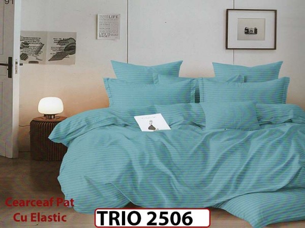 Lenjerie din damasc finetat  6 piese cearceaf cu elastic - TRIO 2506 Lenjerie din damasc finetat  6 piese cearceaf cu elastic - TRIO 2506