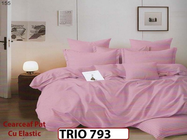 Lenjerie din damasc finetat  6 piese cearceaf cu elastic - TRIO793