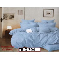 Lenjerie din damasc finetat  6 piese cearceaf cu elastic - TRIO794