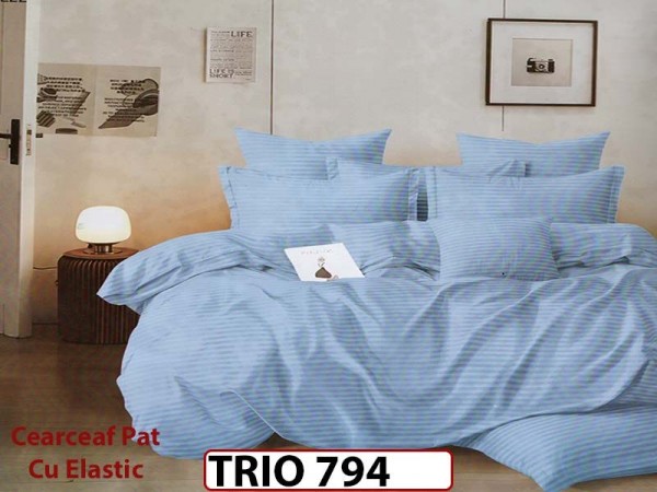 Lenjerie din damasc finetat  6 piese cearceaf cu elastic - TRIO794