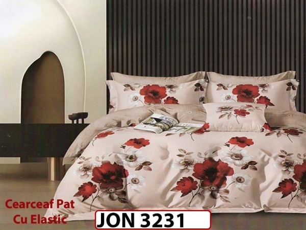 Lenjerie din finet  6 piese cearceaf cu elastic - JON 3231