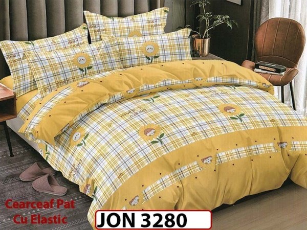 Lenjerie din finet  6 piese cearceaf cu elastic - JON 3280