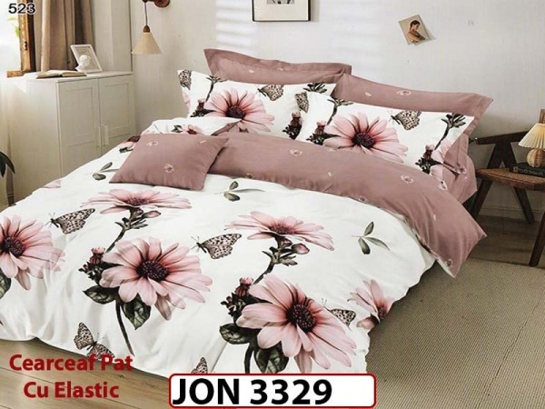 Lenjerie din finet  6 piese cearceaf cu elastic - JON 3329