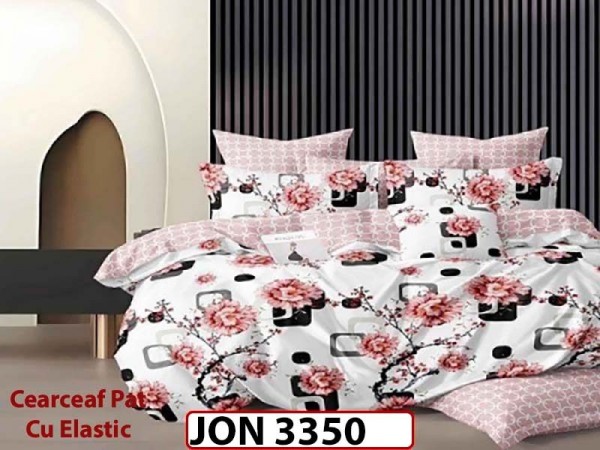 Lenjerie din finet  6 piese cearceaf cu elastic - JON 3350