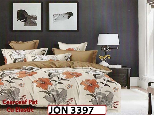 Lenjerie din finet  6 piese cearceaf cu elastic - JON 3397