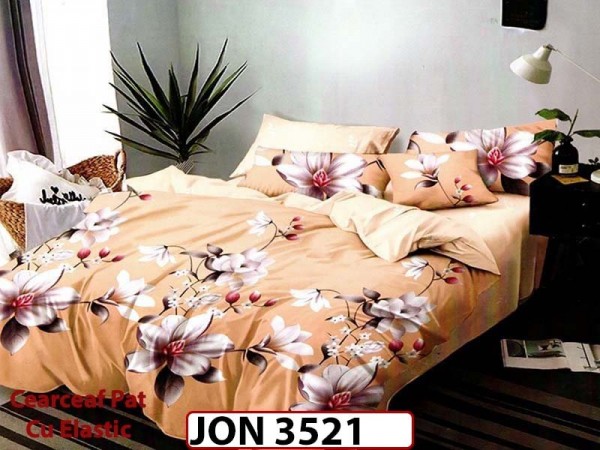 Lenjerie din finet  6 piese cearceaf cu elastic - JON 3521