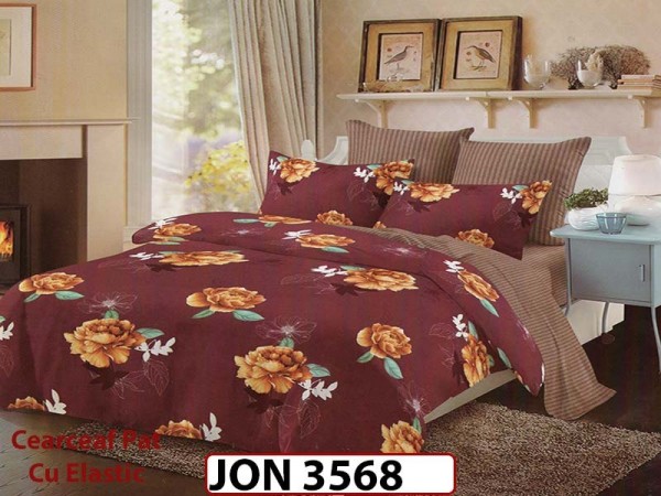 Lenjerie din finet  6 piese cearceaf cu elastic - JON 3568