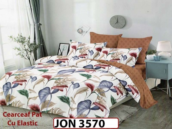 Lenjerie din finet  6 piese cearceaf cu elastic - JON 3570