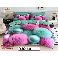 Lenjerie 5D din finet 4 piese 1 Persoana Cearceaf cu Elastec - DJO40