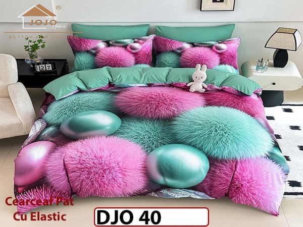 Lenjerie 5D din finet 4 piese 1 Persoana Cearceaf cu Elastec - DJO40