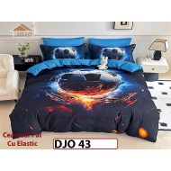 Lenjerie 3D din finet 4 piese 1 Persoana Cearceaf cu Elastec - DJO43