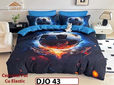 Lenjerie 3D din finet 4 piese 1 Persoana Cearceaf cu Elastec - DJO43