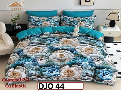 Lenjerie 3D din finet 4 piese 1 Persoana Cearceaf cu Elastec - DJO44