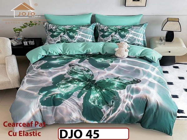 Lenjerie 3D din finet 4 piese 1 Persoana Cearceaf cu Elastec - DJO45