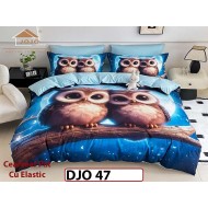 Lenjerie 3D din finet 4 piese 1 Persoana Cearceaf cu Elastec - DJO47