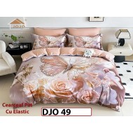 Lenjerie 3D din finet 4 piese 1 Persoana Cearceaf cu Elastec - DJO49