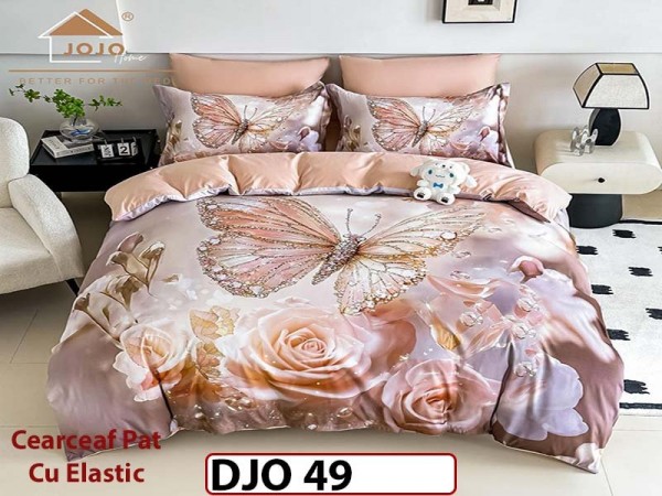 Lenjerie 3D din finet 4 piese 1 Persoana Cearceaf cu Elastec - DJO49