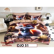 Lenjerie 3D din finet 4 piese 1 Persoana Cearceaf cu Elastec - DJO51