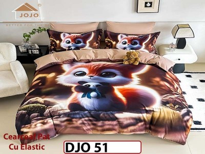 Lenjerie 3D din finet 4 piese 1 Persoana Cearceaf cu Elastec - DJO51