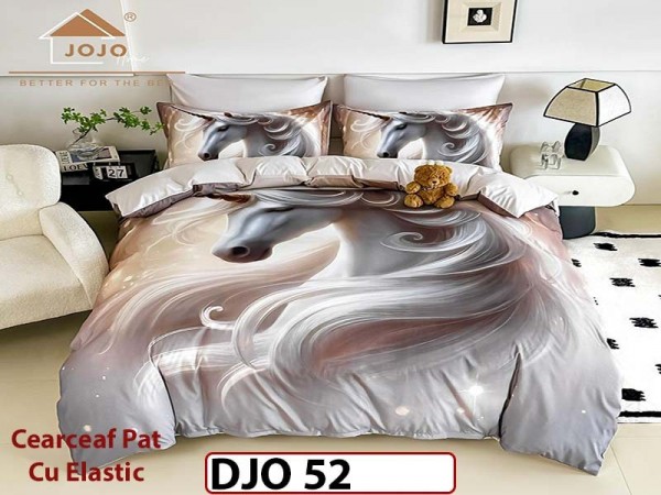 Lenjerie 3D din finet 4 piese 1 Persoana Cearceaf cu Elastec - DJO52