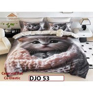 Lenjerie 3D din finet 4 piese 1 Persoana Cearceaf cu Elastec - DJO53