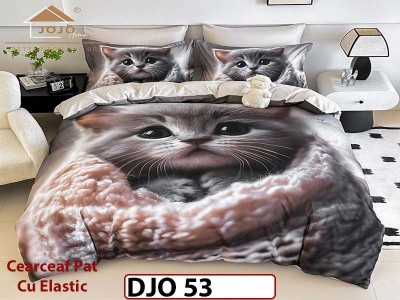 Lenjerie 3D din finet 4 piese 1 Persoana Cearceaf cu Elastec - DJO53