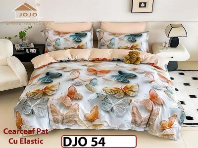 Lenjerie 3D din finet 4 piese 1 Persoana Cearceaf cu Elastec - DJO54