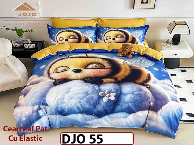 Lenjerie 3D din finet 4 piese 1 Persoana Cearceaf cu Elastec - DJO55