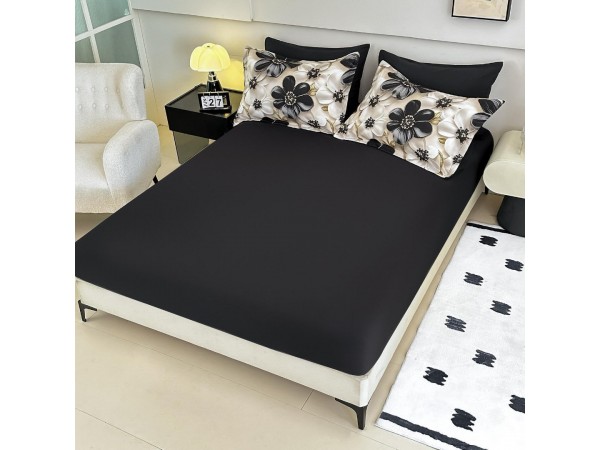 Lenjerie 3D din finet 4 piese 1 Persoana Cearceaf cu Elastec - DJO41