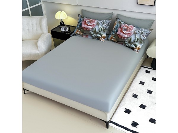 Lenjerie 3D din finet 4 piese 1 Persoana Cearceaf cu Elastec - DJO42