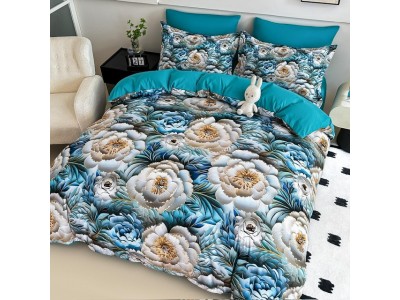 Lenjerie 3D din finet 4 piese 1 Persoana Cearceaf cu Elastec - DJO44