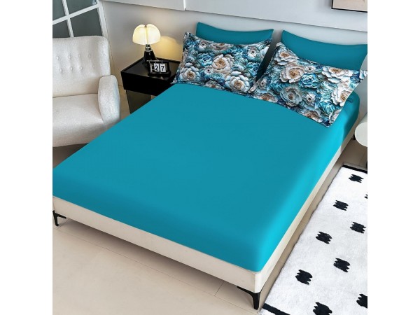 Lenjerie 3D din finet 4 piese 1 Persoana Cearceaf cu Elastec - DJO44