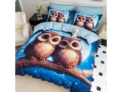 Lenjerie 3D din finet 4 piese 1 Persoana Cearceaf cu Elastec - DJO47