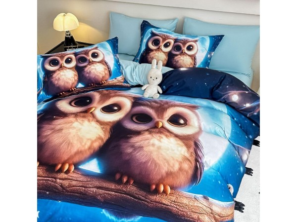 Lenjerie 3D din finet 4 piese 1 Persoana Cearceaf cu Elastec - DJO47