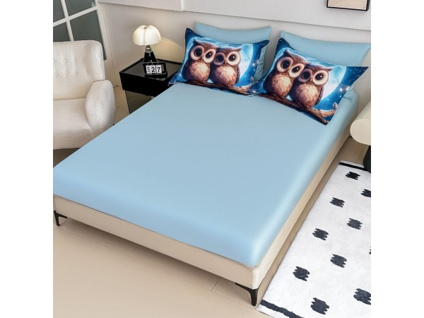 Lenjerie 3D din finet 4 piese 1 Persoana Cearceaf cu Elastec - DJO47