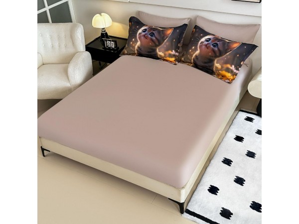 Lenjerie 3D din finet 4 piese 1 Persoana Cearceaf cu Elastec - DJO48