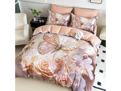 Lenjerie 3D din finet 4 piese 1 Persoana Cearceaf cu Elastec - DJO49