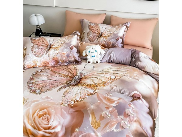 Lenjerie 3D din finet 4 piese 1 Persoana Cearceaf cu Elastec - DJO49