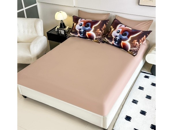 Lenjerie 3D din finet 4 piese 1 Persoana Cearceaf cu Elastec - DJO51