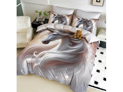 Lenjerie 3D din finet 4 piese 1 Persoana Cearceaf cu Elastec - DJO52