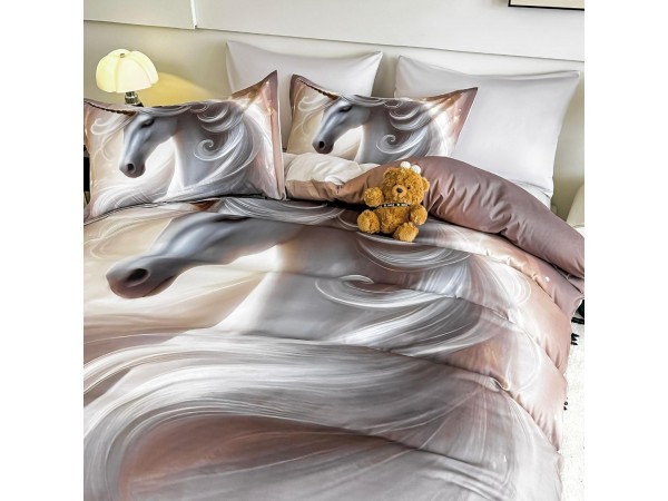 Lenjerie 3D din finet 4 piese 1 Persoana Cearceaf cu Elastec - DJO52